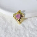 Gold-plated pink zircon heart pendant accessory for DIY jewelry, elegant and versatile necklace charm. - Gold Pink Heart Micro Inlay (8)