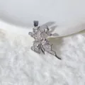 Silver Zirconia Deer Pendant DIY Jewelry Accessory Sparkle Cute Animal Charm for Necklace - Silver Deer/Horse Style (M1022)