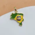 Close-up detail of gold-plated Brazil map pendant, exquisite green and yellow enamel accessory. - Brazil Map Colored Style (5)