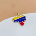 Ciondolo mappa Venezuela placcato oro 18K smalto gioiello elegante accessorio moda - Stile Mappa Venezuela (3)