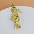Detailed close-up view of the golden religious grim reaper pendant with sparkling cubic zirconia. - Grim Reaper Figure (4) / Gold