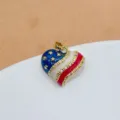 American flag heart pendant gold plated crystal rhinestone charm stylish jewelry accessory - USA Flag Heart Style (7)