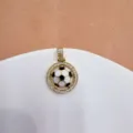 Gold-plated soccer pendant with cubic zirconia and enamel, sports style fashion jewelry necklace accessory. - Rotating Soccer (Round)