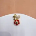 Gold-plated copper micro-paved zirconia heart football pendant charming accessory - Heart Soccer (Red Enamel)