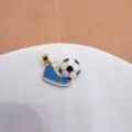 Charming blue sneaker and soccer ball pendant, gold-plated metal with enamel design. - Blue Sneaker Soccer Charm (Style 1)