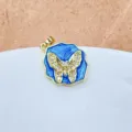 Exquisiter blauer Schmetterling Anhänger vergoldetes Kupfer Mikro Zirkonia Halskette Detail Ansicht - Blaues Tropföl-Emaille Schmetterling Stil (4)