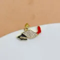Exquis pendentif carte plaque or dore avec des zircons blancs et des details email. - Pendentif Seul - Style 1 (J0069)