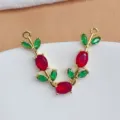 DIY επιχρυσωμένος σύνδεσμος ζιργκόν με κόκκινη πράσινη πέτρα για χειροποίητα κοσμήματα - Σύνδεσμος Κλαδί / Κόκκινο και Πράσινο