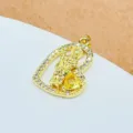 Ciondolo a cuore religioso placcato in oro con zirconi brillanti per la creazione di gioielli. - Stile Santo Cuore Zirconia Gialla (3)