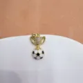 Gold plated soccer trophy pendant with micro inlaid zircon and enamel details for jewelry making. - Soccer Trophy (18K Gold)