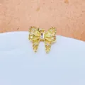 Vergoldeter Kupfer Mikrofassung Zirkonia Schleife Anhänger Charm für Damen elegante Schmuck - Gold Hohler Mikro-Eingelegter Schleife Stil (7)