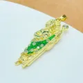Gold plated saint jude pendant micro paved cubic zirconia diy jewelry making accessory charm - Green Robe Religious Saint Style (9)