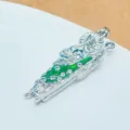 Silver plated religious saint pendant charm with green enamel and cubic zirconia stones. - White Gold Plated Green Enamel Religious Style (11)