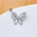 Silberfarbener Schmetterling Anhänger Halskette Schmuck mit glänzenden Zirkonia Steinen. - Silber Voll Besetzter Strass Tropfen Schmetterling Stil (15)