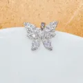 Wunderschöner Zirkon Schmetterling Anhänger Silberfarben Micro Pave Zirkonia Schmuck - Silber Mikro-Eingelegter Birnenschliff Strass Schmetterling Stil (12)