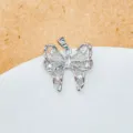 Silberner Schmetterling Anhänger Kupfer Mikropave Zirkonia Halskette Schmuck Accessoire - Silber Hohler Schmetterling Anhänger Stil (13)