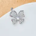 Edler silberner Schmetterlingsanhänger für Halsketten mit hellen Zirkonia Steinen. - Silber Exquisiter Hohler Schmetterlingsflügel Stil (14)