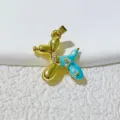 Blue enamel balloon dog pendant detail, gold tone metal charm for DIY necklace bracelet. - Blue Enamel Gold Base (5)