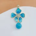 Blue enamel flower zircon pendant charm for DIY handmade jewelry making necklaces bracelets. - Blue Five-Petal Flower Pendant (YE1162-1171)