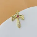 Kupfer Mikro-Pave Zirkonia Engel Schwert Kreuz Anhänger Schmuck Zubehör Detailansicht - Rosa Herz Kreuz Engelsdolch (Stil 8)