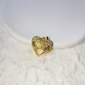 Detailed close-up shot of the gold-plated heart pendant featuring micro-inlaid cubic zirconia. - Gold MAMA Heart Pendant