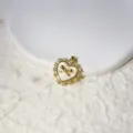 Gold Heart Zircon Pendant DIY Jewelry Accessory Rhinestone Bowknot Charm Necklace Bracelet - 3D Heart Bow (5)