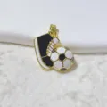 Vergulde Gemailleerde Voetbal Sneaker Hanger Sport Stijl Mode Sieraden Accessoire - Zwart-Wit Goudrand Voetbal en Sneaker Stijl