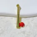 Gold Plated Baseball Bat and Red Ball Pendant Charm for DIY Jewelry Craft Accessory - Gold and Red Ball Style
