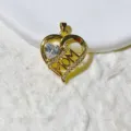 Exquisite heart-shaped pendant detail featuring sparkling micro-set zirconia and MOM text. - Gold Frame White Heart Stone (02) / Pendant Only (Without Chain)