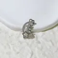 Close-up detail view of silver-tone rhinestone MOM crescent moon and star pendant accessory. - Silver Letter MOM Moon Star / Pendant Only (No Chain)