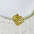 Gold double heart pendant mom rhinestone crystal fashion jewelry elegant gift accessory. - Refined Heart Mom Style 3 (6436) / Gold