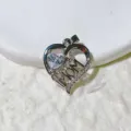 Heart mom pendant silver cubic zirconia micro pave fashion jewelry accessory detail view - Silver Frame White Heart Stone (02) / Pendant Only (Without Chain)