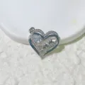 Silver heart pendant detail shot, sparkling crystal pavé with MOM lettering design. - Silver White Zirconia Style (2)