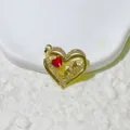 Gold plated double heart mom pendant necklace with red crystal and dazzling zircon stones. - Gold Red Zirconia Style (3)