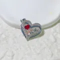 Exquisite heart-shaped MOM pendant necklace accessory with sparkling stones and red heart detail. - Silver Red Zirconia Style (4)