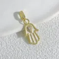 Exquisite Gold Hamsa Hand Pendant White Enamel Zirconia Charm Universal Clasp Accessory - White Enamel Hamsa Hand (2) / Gold