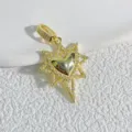 Gold-plated star heart pendant detail view, crystal paved DIY jewelry accessory component. - Heart Eight-Pointed Star (3) / Gold