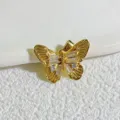 Gold plated butterfly jewelry pendant detail, sparkling cubic zirconia stones close up - Gold Butterfly White Rhinestone Style (2)