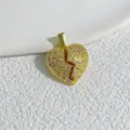 18k vergoldeter kupfer micro paved zirkonia gebrochenes herz anhänger halskette öffnen schloss - Stil C Gold