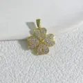 Exquisiter 18K vergoldeter Mikro-Zirkonia vierblättriges Kleeblatt Kupfer Anhänger. - Stil H