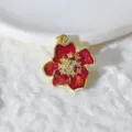 Rote Emaillierte Blume Vergoldeter Zirkon DIY Anhänger Halskette Armband Schmuckzubehör - Rote Emaille Eingezogene Zirkonia Rose (0220)