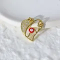 Ciondolo cuore malocchio dorato con zircone, elegante accessorio per gioielli fai da te. - Stile Cuore Con Malocchio Rosso (xz422-2) / Oro