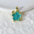 Exquisiter blauer Emaille Blumen Anhänger DIY Schmuck Zubehör mit funkelnden Zirkonen. - Blaue Blume und Kleiner Schmetterling (0221)