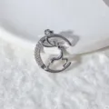 Silver crescent moon deer pendant accessory, micro-zirconia inlaid jewelry making charms. - Silver Moon and Deer Style (M1022)