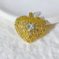 Gold Plated Zircon Hollow Heart Pendant DIY Fashion Jewelry Accessory Necklace Bracelet - Hollow Grid Heart (13)