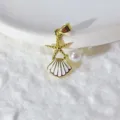 Ozean Stil vergoldet Kupfer Zirkon Seestern Muschel Perle Anhänger DIY Schmuck Zubehör neu - Weißer Muschel Perle Seestern Anhänger (WSX-453)