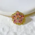 Detalle de cuenta espaciadora de flor de circonia chapada en oro para accesorios DIY. - Estilo de Flor Rosa (3)