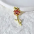 Vergoldeter roter Zirkon Blumen Anhänger Charm für DIY Halskette Armband Zubehör - Rote Emaille Blatt Rose (0221)