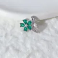 Zirkonia Blumen Blatt Anhänger Zubehör für DIY Armband Halskette Schmuckherstellung. - Fünfblättrige Grüne Blume mit Strassblatt (0221)