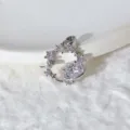Pendente con cuore celeste in zircone cubico micro-incastonato color argento moda SKU - Stile Pianeta Cuore (5)